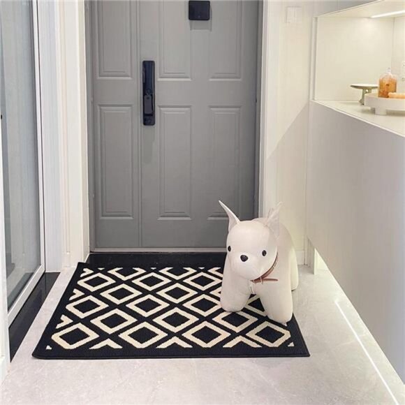 Black and White Indoor Mat 32'' x 20'', Non Slip Entry Rug Dirt Trapper Door Rug - Picture 6 of 6